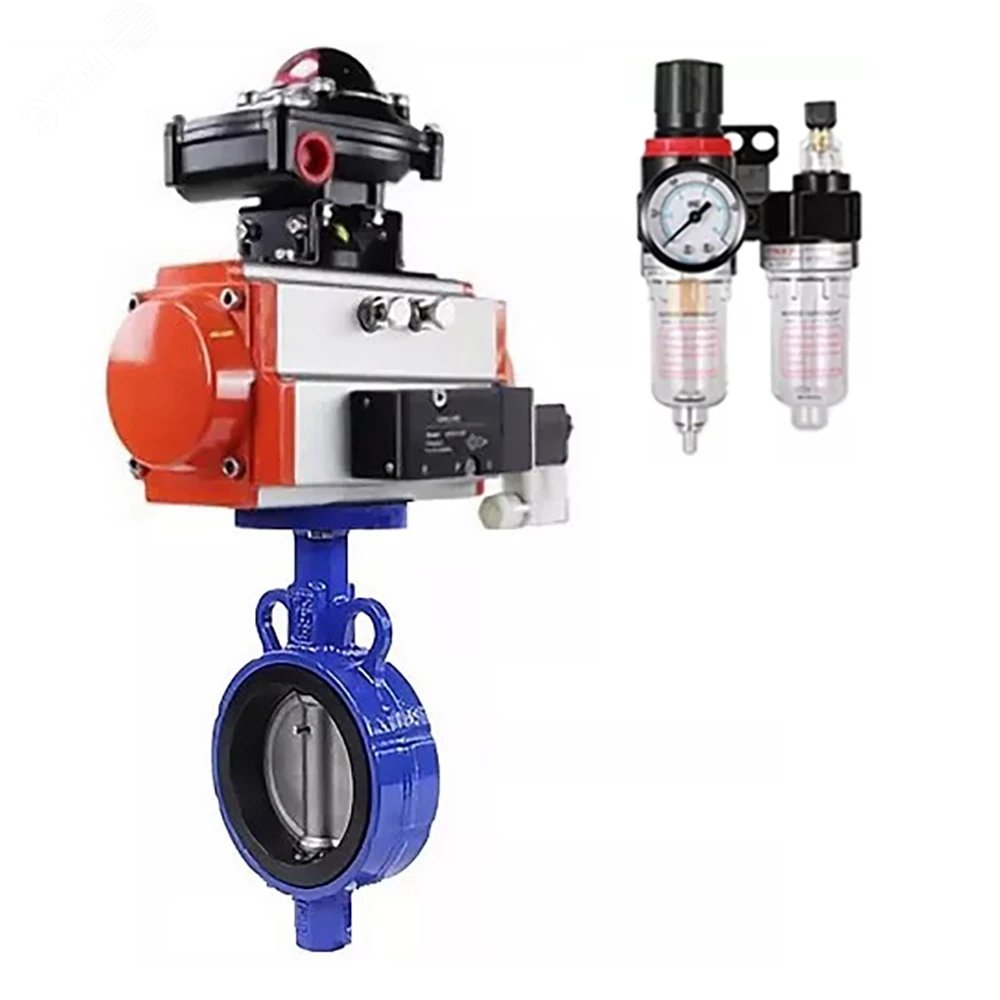 Изображение товара Затвор дисковый AL-316L-EPDM Ду25 Ру16 с пневмоприводом и фланцевым соединением