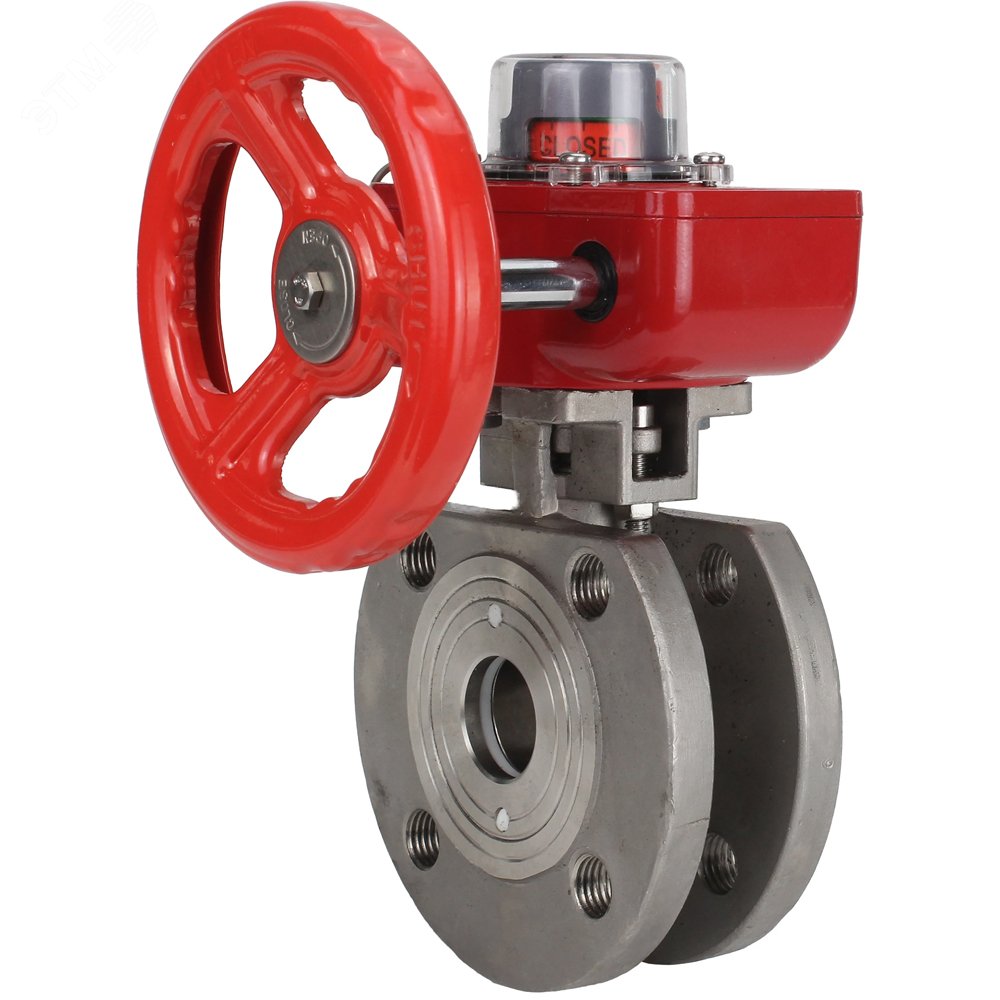 Изображение товара Кран шаровой полнопроходной Ду32 Ру16 из нержавеющей стали с редуктором HGBF-1