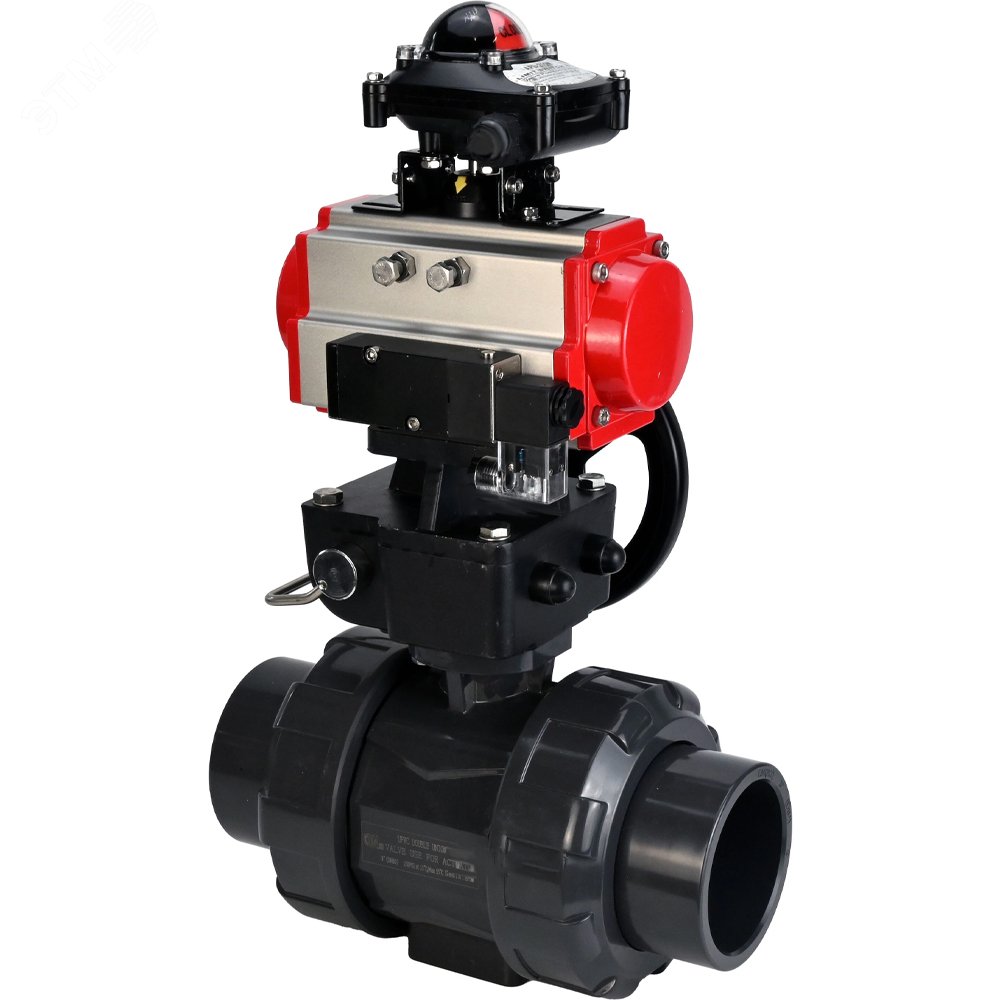 Изображение товара Кран шаровой НПВХ-НПВХ-E-FP-GRM-ISO Dn65 Ру10 полнопроходной с пневмоприводом