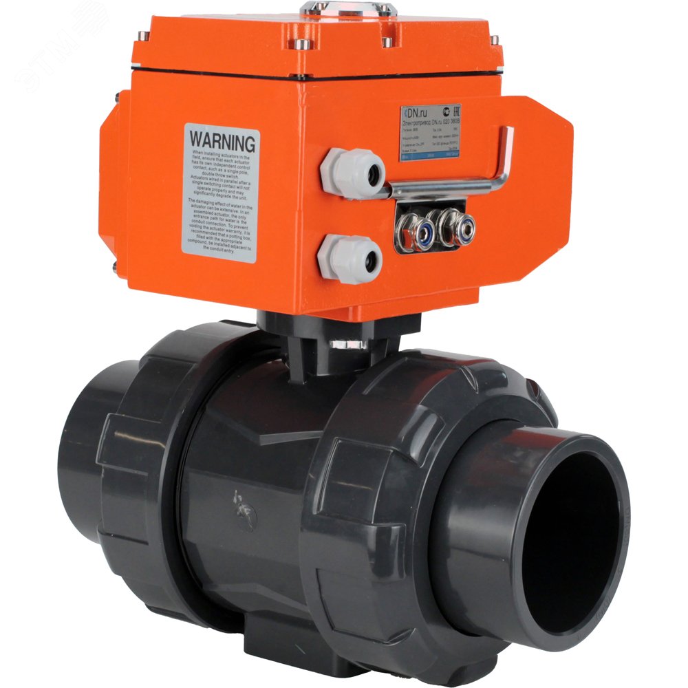 Изображение товара Кран шаровой НПВХ Дн80 Ру10 электропривод полнопроходной резьбовой