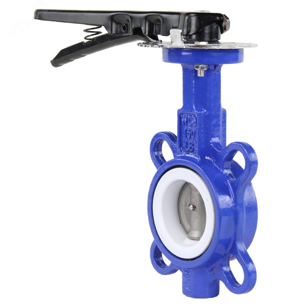 Изображение товара Затвор дисковый поворотный WCB-316L-PTFE Ду50 Ру16 корпус углеродистая сталь WCB, диск нержавеющая сталь 316L, уплотнение PTFE, с рукояткой, квадрат 9х9, F05 (шт)