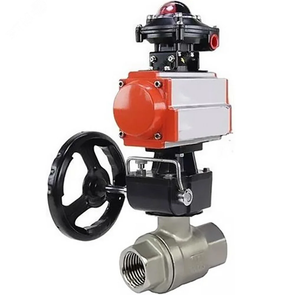 Изображение товара Кран шаровой полнопроходной из нержавеющей стали с пневмоприводом Ду25