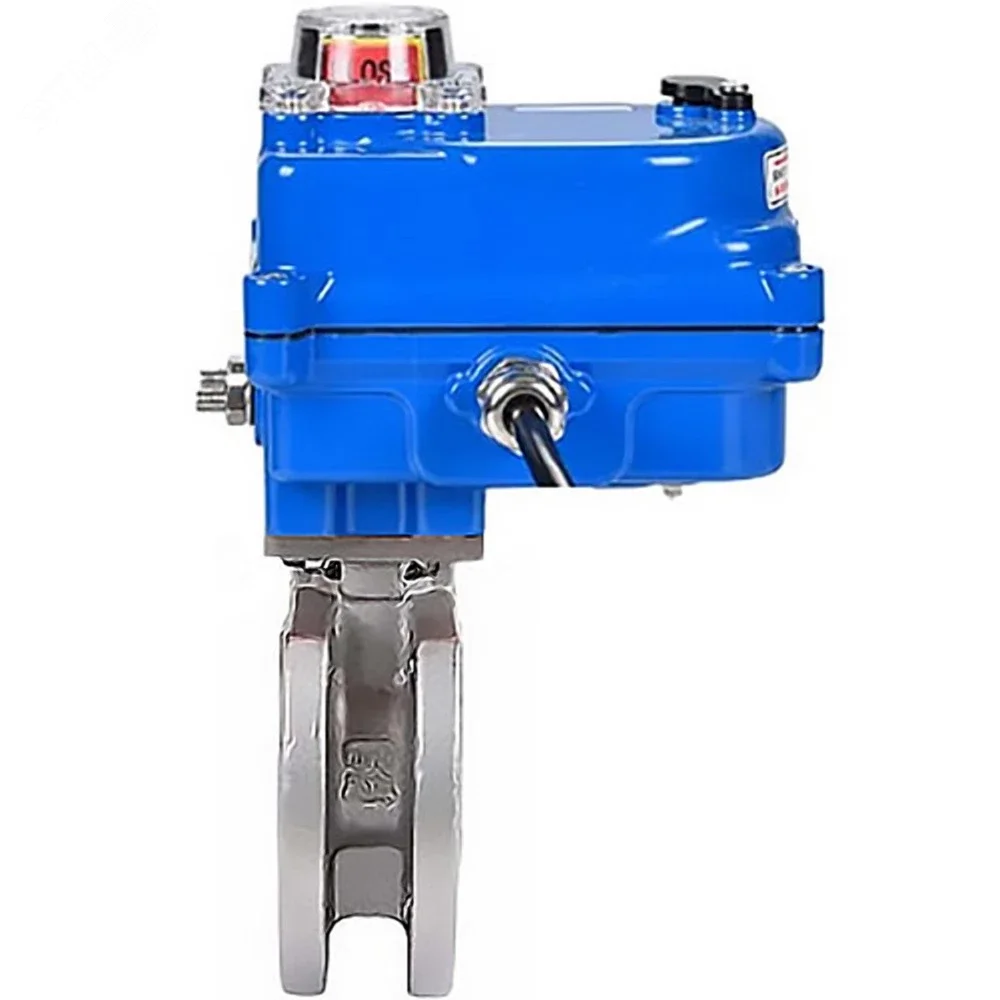 Изображение товара Кран шаровой межфланцевый с электроприводом 24В Ду25 Ру16 нержавеющая сталь 316