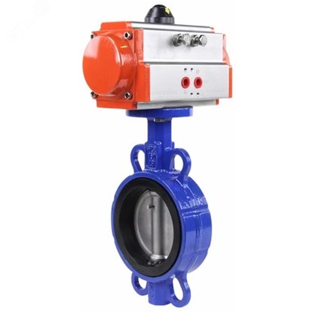 Изображение товара Затвор дисковый поворотный WCB-316L-EPDM Ду200 Ру16, корпус углеродистая сталь WCB, диск нержавеющая сталь 316L, уплотнение EPDM, с пневмоприводом PA-DA-130 двойного действия (шт)