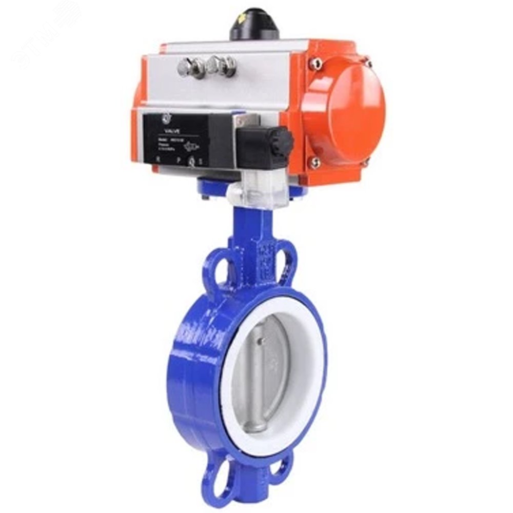 Изображение товара Затвор дисковый поворотный WCB-316L-PTFE Ду50 Ру16 с пневмоприводом для промышленности