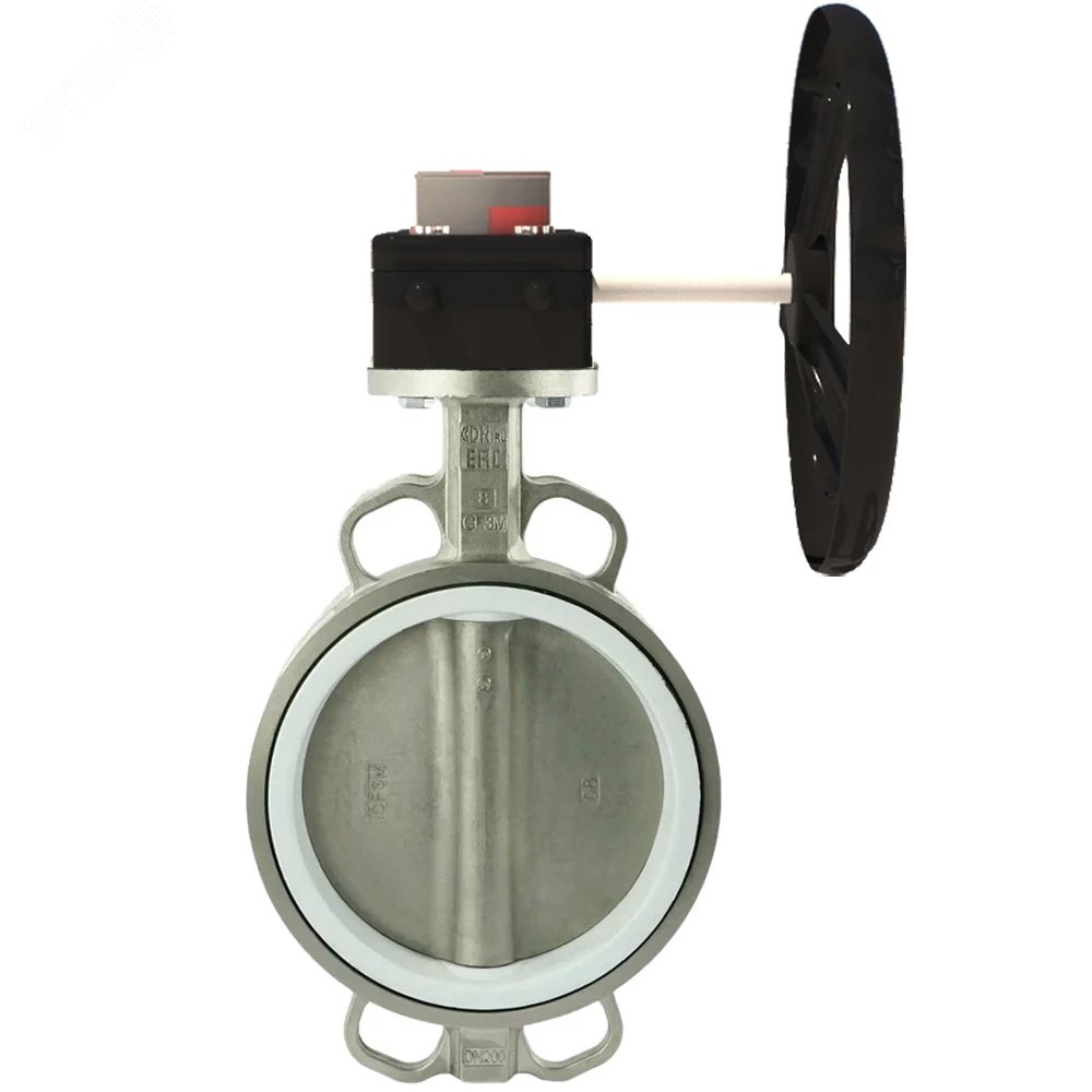 Изображение товара Затвор дисковый поворотный 304-304-PTFE-2W-Fb-H Ду150 Ру16, нержавеющая сталь 304, уплотнение PTFE, с редуктором HGB-2 с индикатором положения (шт)