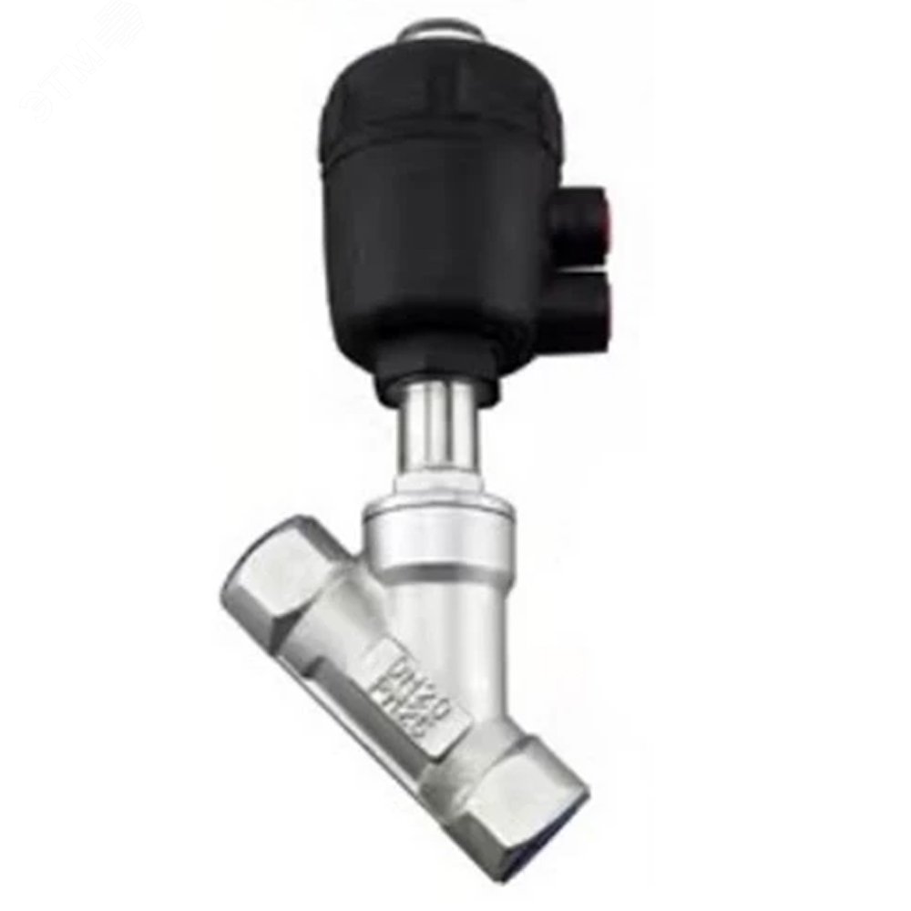 Изображение товара Клапан отсечной пневматический 316P-PVT Ду50 Ру25 стальной, резьбовой, Y-образный (шт)