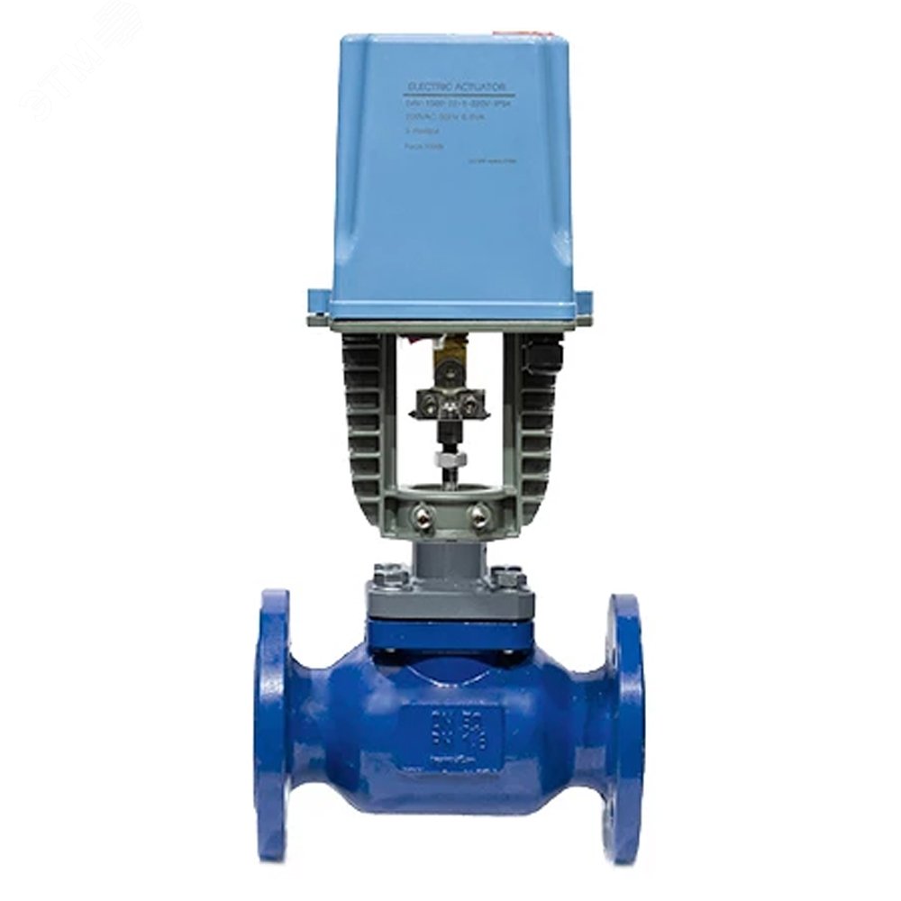 Изображение товара Клапан регулирующий двухходовой 25ч945п Ду80 Ру16 Kvs40, серый чугун СЧ20, фланцевый, температура до 150 град. с электроприводом DAV 2500 220В (шт)