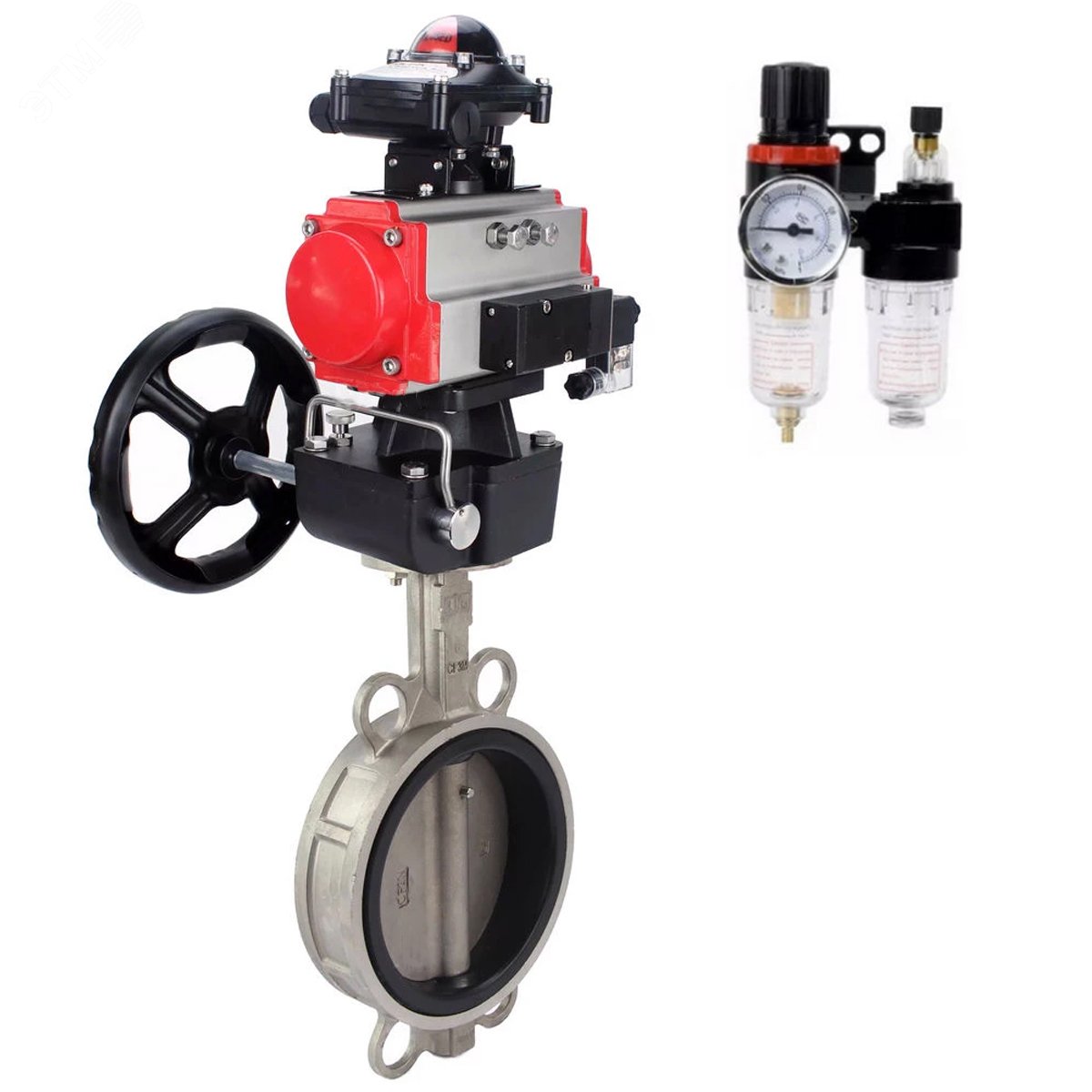 Изображение товара Затвор дисковый поворотный DN.ru 316L 150 мм с пневмоприводом