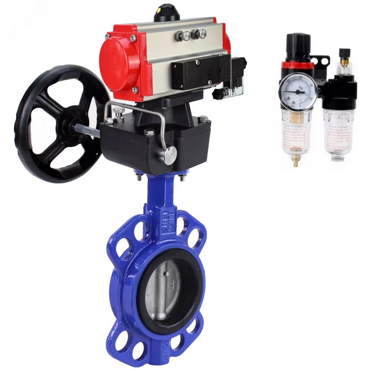 Изображение товара Затвор дисковый поворотный WCB-316L-NBR Ду150 с пневмоприводом