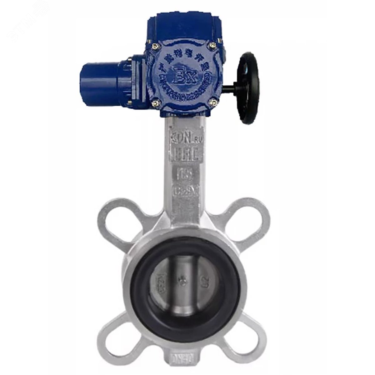 Изображение товара Затвор дисковый поворотный 316L-316L-NBR Ду125 Ру16, корпус нержавеющая сталь 316L, диск нержавеющая сталь 316L, уплотнение NBR, с взрывозащищенным электроприводом QT-W (M) EX-020 220В (шт)