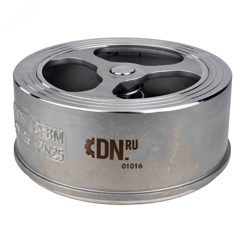 Изображение товара Клапан обратный H71W Ду150 Ру25 межфланцевый пружинный из нержавеющей стали