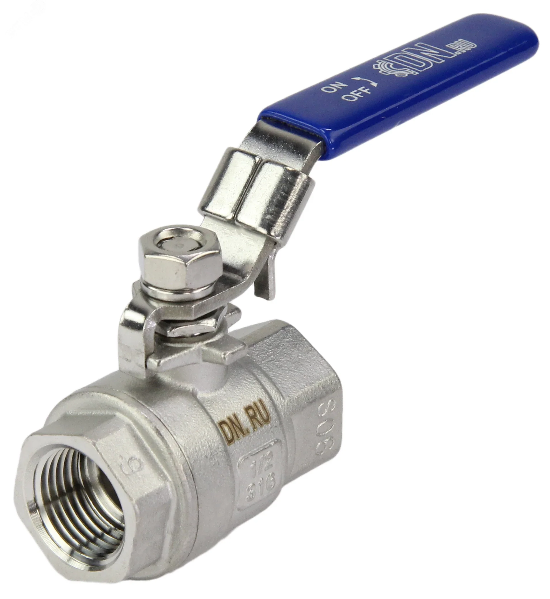 Изображение товара Кран шаровой полнопроходной нержавеющий 1/2'' Ру63 DN.ru