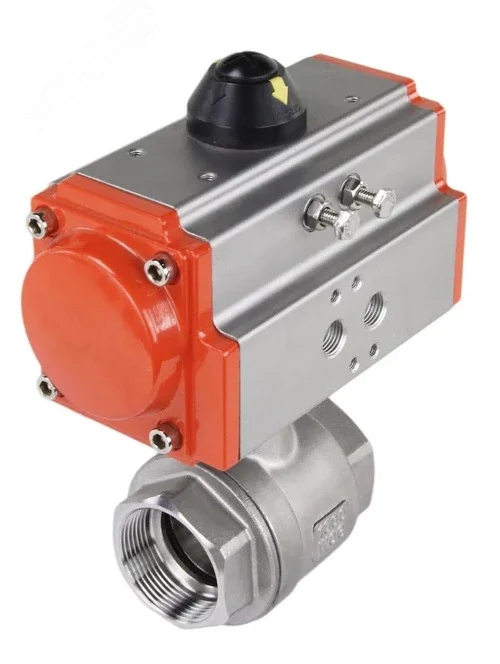 Изображение товара Кран шаровой нержавеющий Ду15 Ру63 с пневмоприводом и внутренней резьбой