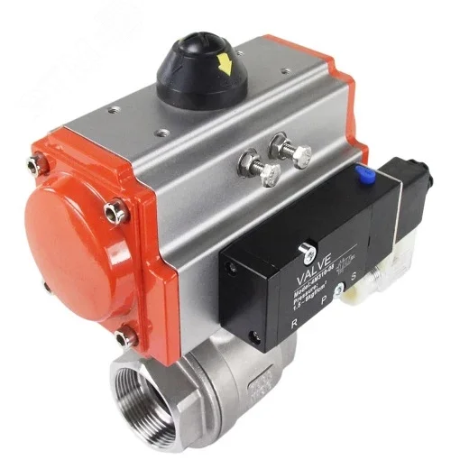 Изображение товара Кран шаровой КШМП 316 Ду15 Ру63 пневмопривод нержавеющая сталь