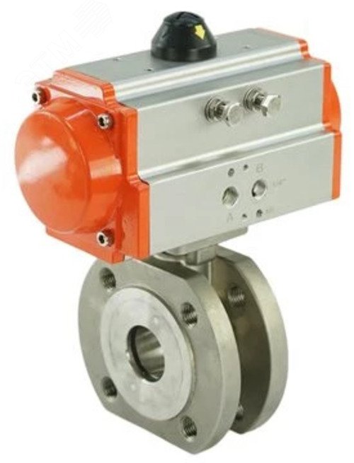 Изображение товара Кран шаровой Ду32 Ру16 полнопроходной из нержавеющей стали с пневмоприводом