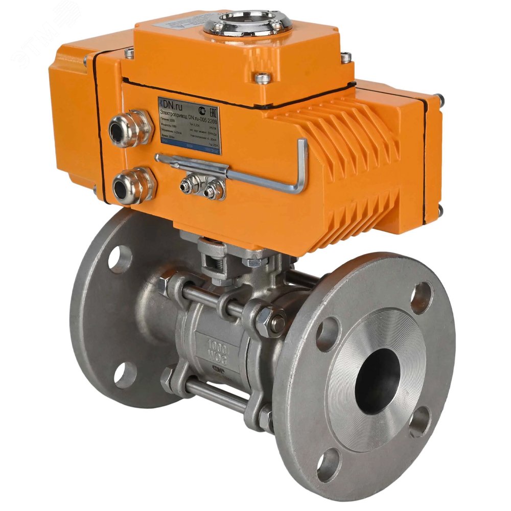 Изображение товара Кран шаровой Ду25 Ру40 с электроприводом из нержавеющей стали фланцевый