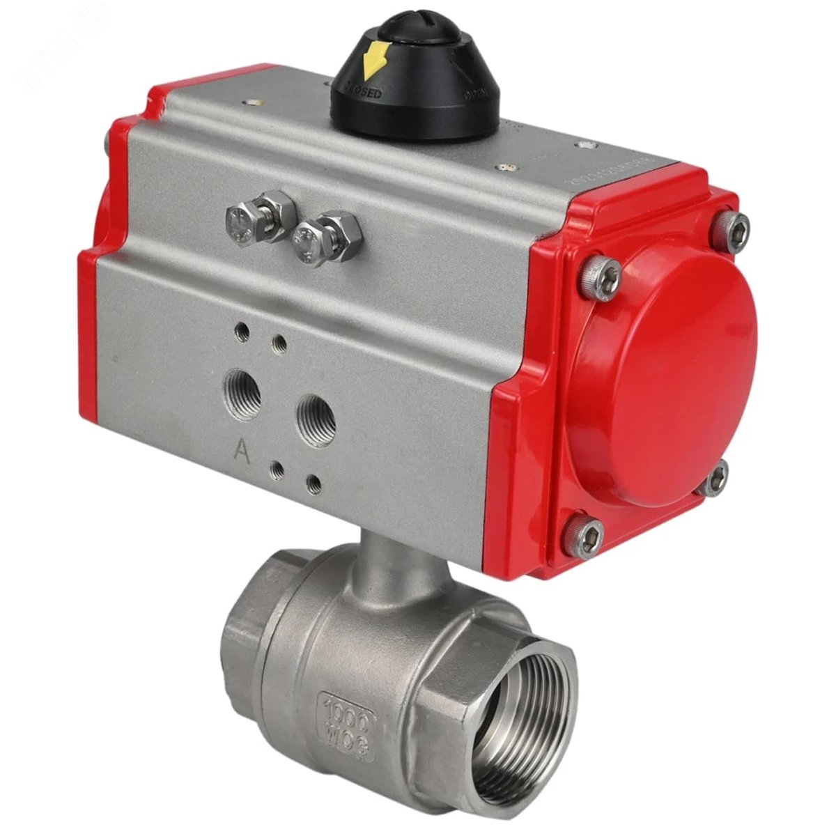 Изображение товара Кран шаровой полнопроходной из нержавеющей стали 25 мм Ру63 пневмоуправление DN.ru