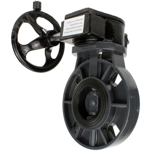 Изображение товара Затвор дисковый поворотный НПВХ-НПВХ-E-2W-Fb-ISO Дн50 Ру10 межфланцевый, корпус UPVC (НПВХ), диск UPVC (НПВХ), уплотнение EPDM, с редуктором RDN-1 (шт)