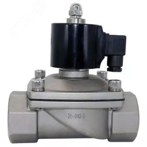 Изображение товара Клапан электромагнитный соленоидный двухходовой VS2W-101N-NC Ду20 Ру10 проходное сечение 20, корпус сталь SS304, прямого действия, присоединение внутренняя резьба 3/4, нормально-закрытый (НЗ), уплотнение NBR, катушка 220В (шт)