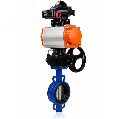 Изображение товара Затвор дисковый поворотный AL-316L-EPDM Ду25 Ру16 межфланцевый, корпус алюминиевый сплав, диск нержавеющая сталь 316L, уплотнение EPDM, с пневмоприводом DA-065 двойного действия, БКВ LSB-510-02ExM12-250 и ручным дублером HDM-1 (шт)