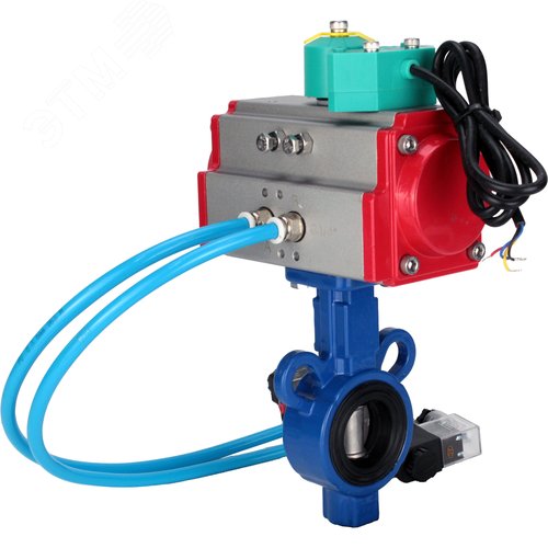 Изображение товара Затвор дисковый поворотный AL-316L-EPDM Ду32 Ру16 корпус алюминиевый сплав, диск нержавеющая сталь 316L, уплотнение EPDM, с пневмоприводом DA-065, пневмораспределителем PND1-S2EM-52-2-T10-220VAC и магнитным переключателем МППП-200 (шт)