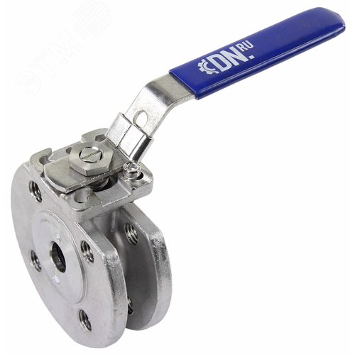 Изображение товара Кран шаровой КШмФП.316.200 Ду25 Ру16 короткий корпус L=40 мм, корпус и шар нержавеющая сталь 316, уплотнение шара PTFE, температура рабочей среды до 200 град, полнопроходной межфланцевый ISO-фланец, рукоятка, 11х11, F05 (шт)