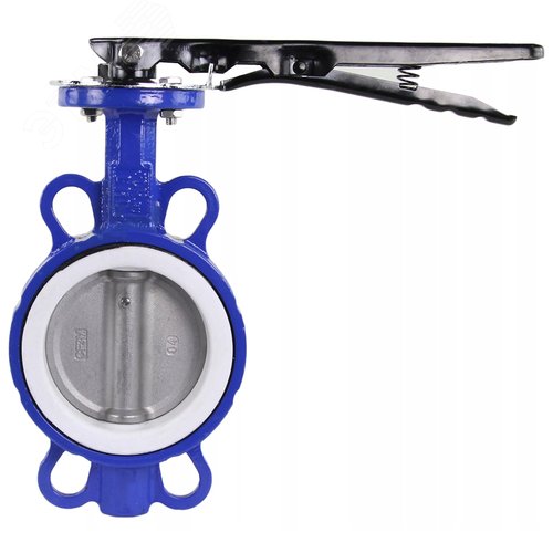 Изображение товара Затвор дисковый поворотный WCB-316L-PTFE Ду80 Ру16 корпус углеродистая сталь WCB, диск нержавеющая сталь 316L, уплотнение PTFE, с рукояткой, квадрат 9х9, F05 (шт)