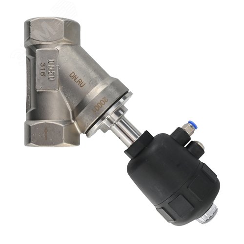 Изображение товара Клапан отсечной пневматический 316P-PVT Ду50 Ру25 стальной, резьбовой, Y-образный (шт)