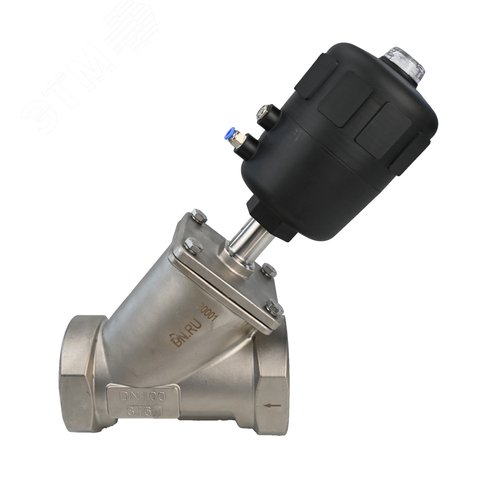 Изображение товара Клапан отсечной пневматический 316P-PVT Ду100 Ру25 стальной, резьбовой, Y-образный (шт)