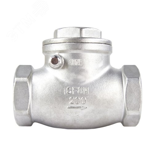 Изображение товара Клапан обратный SCV-316 3'' Ду80 Ру16 резьбовой, поворотный, корпус нержавеющая сталь, диск нержавеющая сталь, уплотнение PE (шт)