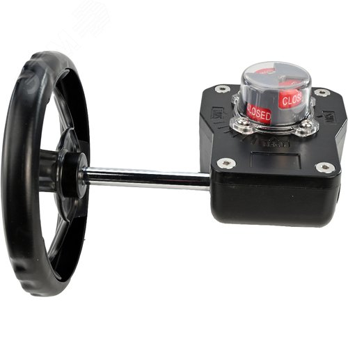 Изображение товара Редуктор четвертьоборотный HGB-4 с индикатором положения, корпус алюминий, штурвал 300 мм, квадрат штока 27х27, F10/F12 (шт)