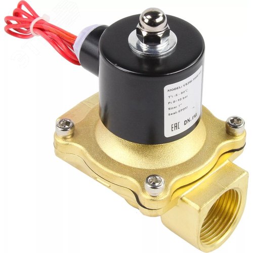 Изображение товара Клапан электромагнитный VS2W-100V-NC 1'' Ду25 Ру10 прямого действия двухходовой, корпус латунь, присоединение внутренняя резьба, уплотнение VITON, нормально-закрытый, катушка 24В AC (шт)