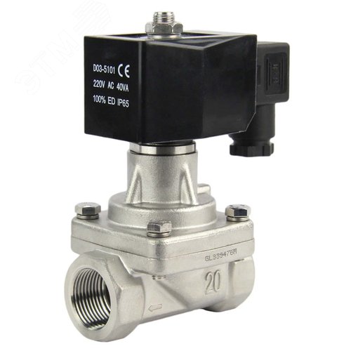 Изображение товара Клапан электромагнитный VS2W-701P-Z-NC 1/2'' Ду15 Ру10 прямого действия двухходовой, корпус нержавеющая сталь 304, присоединение внутренняя резьба, уплотнение PTFE, нормально-закрытый, катушка 220В AC (шт)