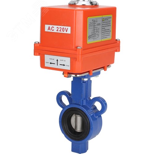 Изображение товара Затвор дисковый поворотный AL-316L-EPDM Ду32 Ру16 корпус алюминиевый сплав, диск нержавеющая сталь 316L, уплотнение EPDM, с электроприводом 003 220В MINI (шт)