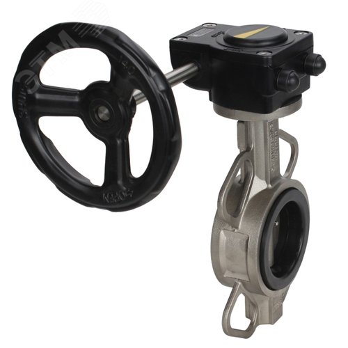 Изображение товара Затвор дисковый поворотный 316L-316L-EPDM Ду150 Ру16 корпус и диск нержавеющая сталь 316L, уплотнение EPDM, с редуктором HAM-1 (шт)