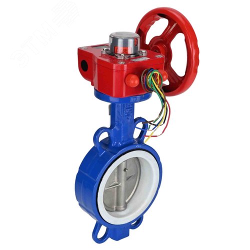 Изображение товара Затвор дисковый поворотный WCB-316L-PTFE Ду65 Ру16 корпус углеродистая сталь WCB, диск нержавеющая сталь 316L, уплотнение PTFE, с редуктором HGBF-1 с индикатором положения и датчиком обратной связи (шт)