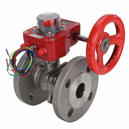 Изображение товара Кран шаровой КШФП.316.200 Ду25 Ру40 полнопроходной двухходовой, нержавеющая сталь 316, фланцевый, уплотнение PTFE, ISO-фланец, редуктор HGBF-1 с индикатором положения и датчиком обратной связи (шт)