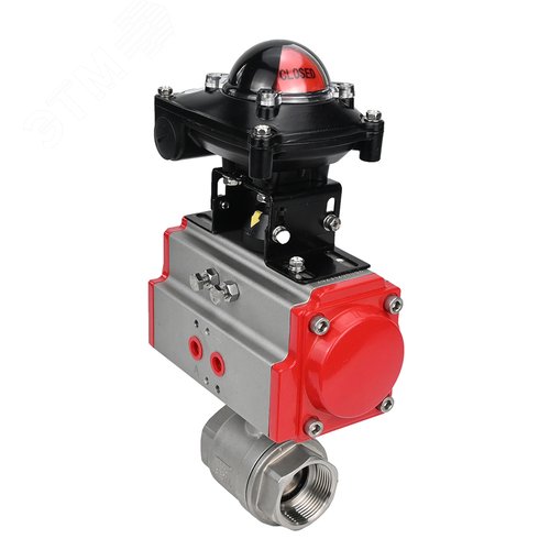 Изображение товара Кран шаровой КШМП.316.230-ISO 1'' Ду25 Ру63 полнопроходной двухходовой, нержавеющая сталь SS316, внутренняя резьба, уплотнение PTFE, пневмопривод двойного действия DA-052, БКВ LSB-210-02NM12-220/24 (шт)