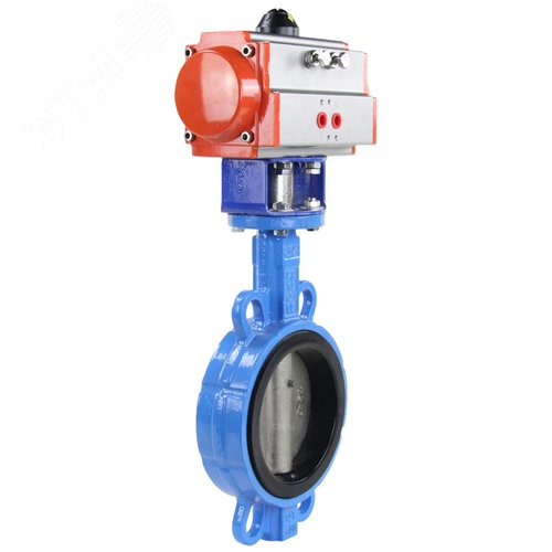 Изображение товара Затвор дисковый поворотный WCB-316L-NBR Ду80 Ру16, корпус углеродистая сталь WCB, диск нержавеющая сталь 316L, уплотнение NBR, с пневмоприводом PA-DA-083 двойного действия (шт)