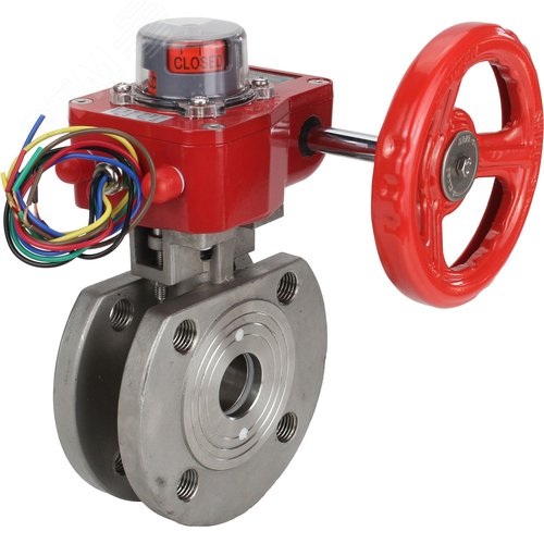 Изображение товара Кран шаровой КШмФП.316.200 Ду32 Ру16 полнопроходной двухходовой, нержавеющая сталь 316, межфланцевый, уплотнение PTFE, ISO-фланец, редуктор HGBF-1 с индикатором положения и датчиком обратной связи (шт)