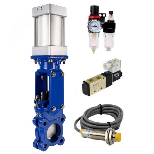 Изображение товара Задвижка шиберная WCB-304-M-1W-Fb-2P Ду100 Ру16 односторонняя, межфланцевая, шпиндель выдвижной, корпус сталь WCB, шибер нерж.сталь 304, металл, WENZ, пн.привод, пн.распредел PND3-S1EM-52-1NC-J08-24VDC KUOIN и LS-12A3-00NI0-24VDC (шт)