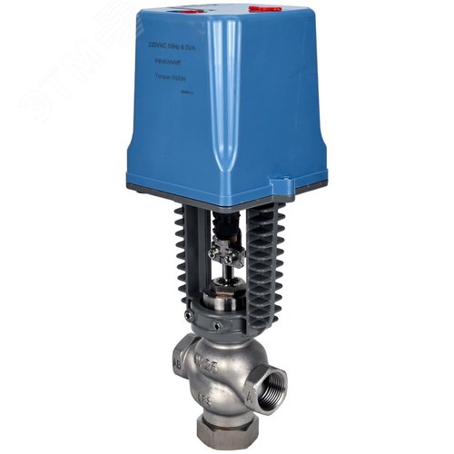 Изображение товара Клапан регулирующий 2W-304-M-PED-T 1 1/4'' Ду32 Ру25 двухходовой, односедельный, резьбовой, корпус нержавеющая сталь AISI304, уплотнение металл с электроприводом XCK220-1500 AC220V (шт)