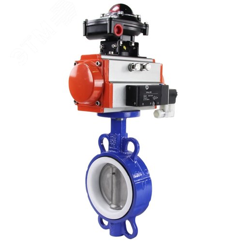 Изображение товара Затвор дисковый поворотный WCB-316L-PTFE Ду65 Ру16, корпус углеродистая сталь WCB, диск нержавеющая сталь 316L, уплотнение PTFE, пневмопривод DA-083, пневмораспределитель PND2-S1EM-52-1NC-J08-220VAC, с БКВ LSB-210-02NM12-220/24 (шт)