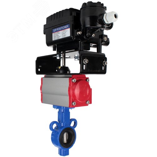 Изображение товара Затвор дисковый поворотный AL-316L-EPDM Ду25 Ру16, корпус алюминевый сплав, диск нержавеющая сталь 316L, уплотнение EPDM, с пневмоприводом SA-083 и с электропневматическим поворотным позиционером EPRP1-NU-Fb-08 с обратной связью (шт)