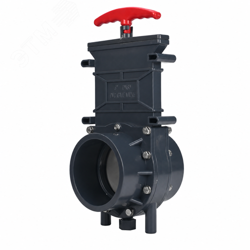 Изображение товара Задвижка шиберная DN.ru PVC-ABS/304-TPV-2W-G-Hт Ду100 Ру1.6 клеевая, с выдвижным штоком, материал корпуса - ПВХ (PVC), шибер - нержавеющая сталь 304, уплотнение - TPV (ТПВ), с ручкой (шт)