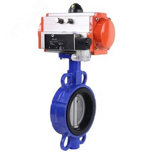 Изображение товара Затвор дисковый поворотный WCB-316L-VITON Ду125 Ру16, корпус углеродистая сталь WCB, диск нержавеющая сталь 316L, уплотнение Viton, с пневмоприводом SA-130 с возвратными пружинами, с пневмораспределителем PND1-S2EM-52-2-T10-220VAC (шт)