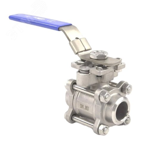 Изображение товара Кран шаровой 316-316-PTFE-FP-W-ISO-H Ду20 Ру63 полнопроходной, 3-составной, корпус нержавеющая сталь 316, уплотнение PTFE, под приварку, с рукояткой, ISO-фланцем, WDVF (шт)