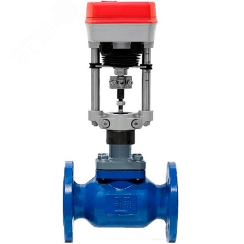 Изображение товара Клапан регулирующий двухходовой 25ч945п Ду100 Ру16 Kvs100, серый чугун СЧ20, фланцевый, температура до 150 град. с электроприводом Катрабел -3000-XD220 (шт)