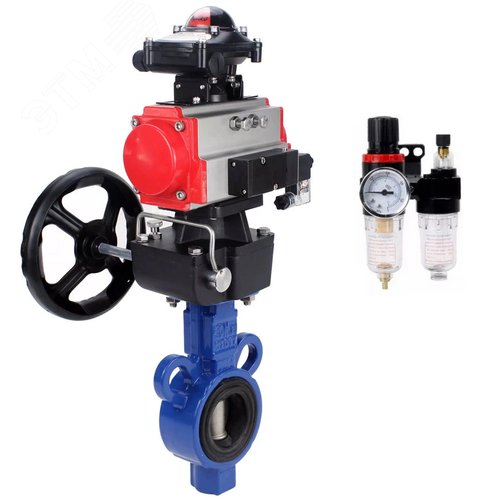 Изображение товара Затвор дисковый поворотный AL-316L-EPDM Ду32 Ру16, корпус алюминиевый сплав, уплотнение EPDM, с пневмоприводом DA-065, с пневмораспределителем PND1-S2EM-52-2-0-220VAC, БКВ LSB-210-02NM12-220/24, ручным дублером HDM-1, БПВ APU1-10-40-V08 (шт)